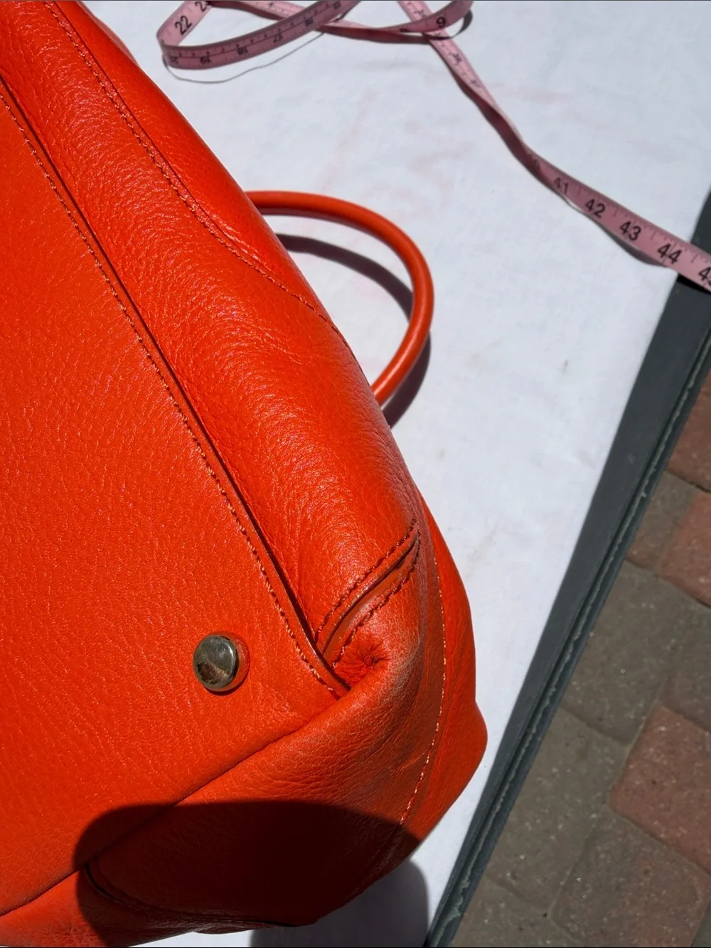 kate spade Bright Orange Leather Tote with Tassel